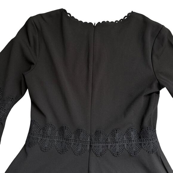 Banana Republic Black Bell Sleeve Dress Lace Trim A-Line Size 8 - Picture 9 of 11